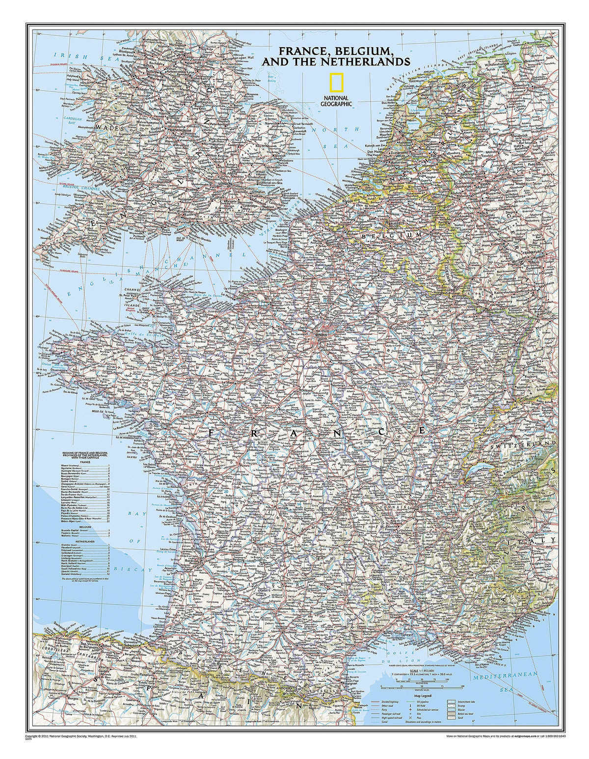 France, Belgium, and The Netherlands Classic Map