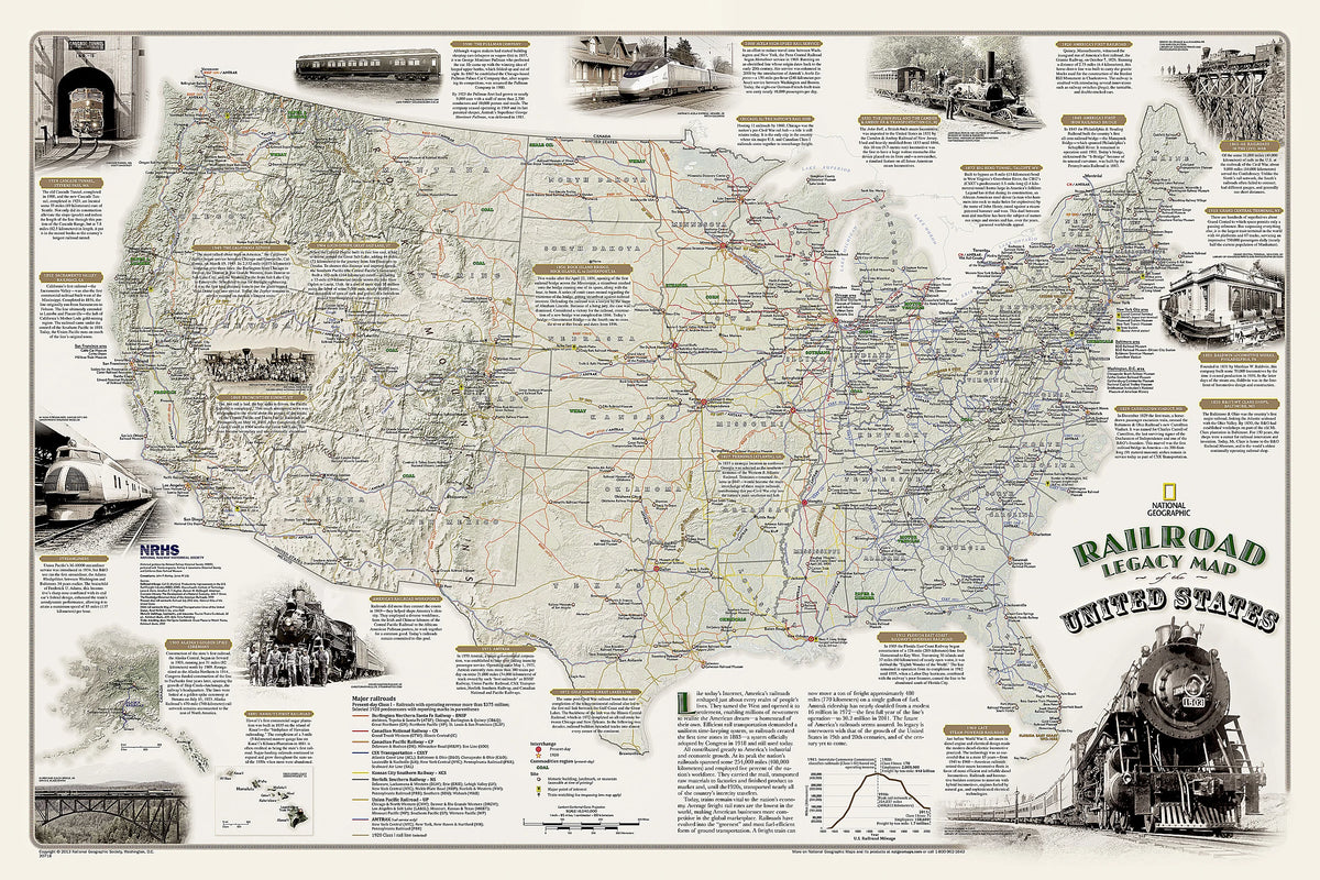 Railroad Legacy of the United States Map by National Geographic