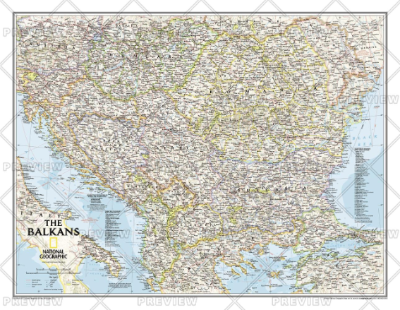 The Balkans Wall Map by National Geographic