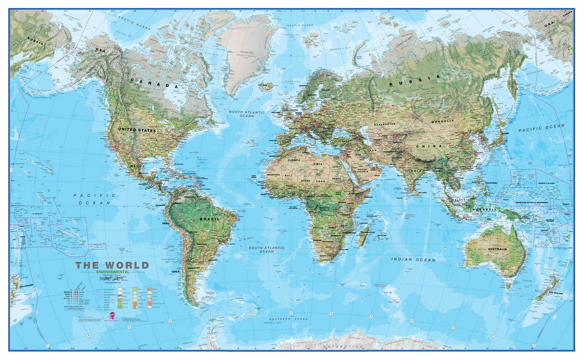 Large Environmental World Wall Map by Maps International