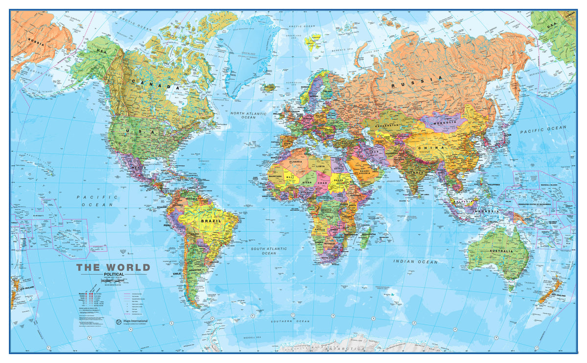Mini Political World Wall Map by Maps International