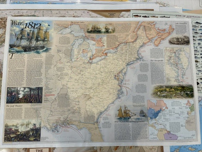 Battles of the Revolutionary War and War of 1812: 2-sided Wall Map by National Geographic