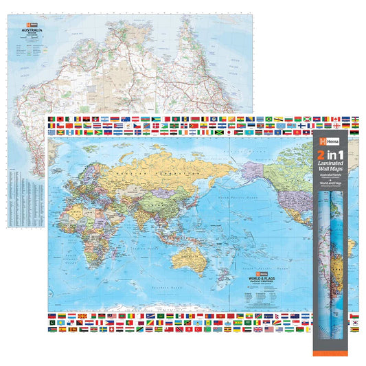 HEMA 2 in 1 Twin Pack - Australia and World Wall Maps