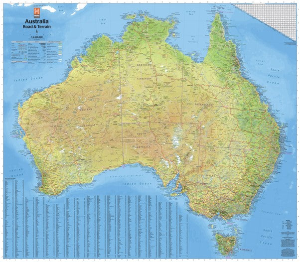 HEMA Australia Road & Terrain Map - 1000x875 - Laminated