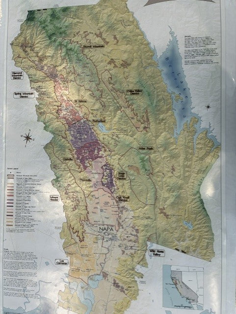Napa Valley Vineyard Areas and Wineries Wall Map