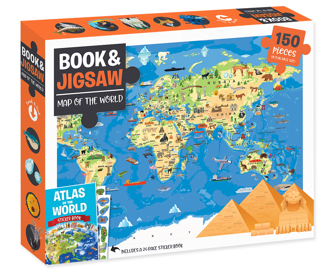 Book & Jigsaw 150p Map of World