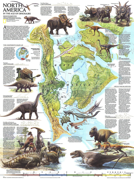 North America in the Age of Dinosaurs Wall Map by National Geographic
