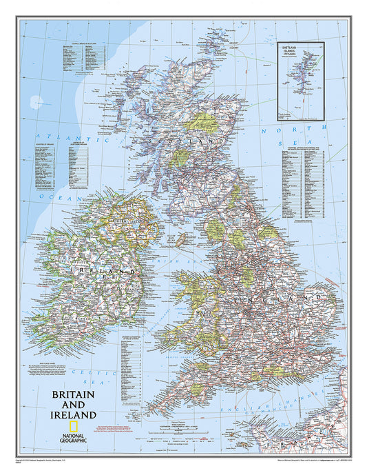 Britain and Ireland Wall Map by National Geographic