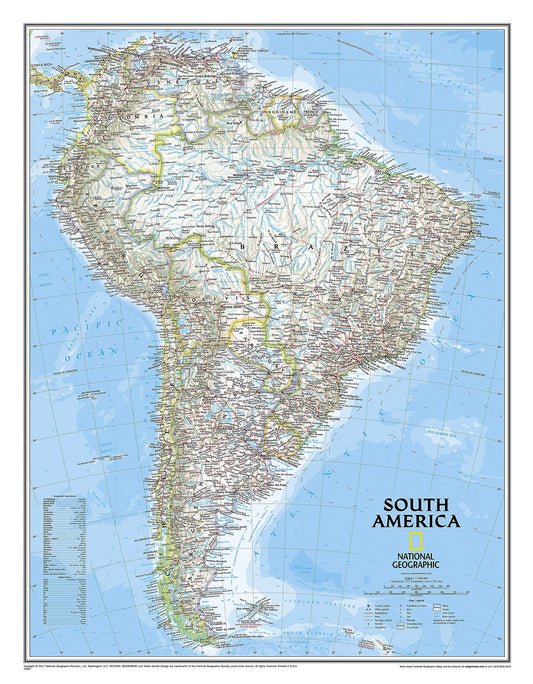 South America Wall Map by National Geographic