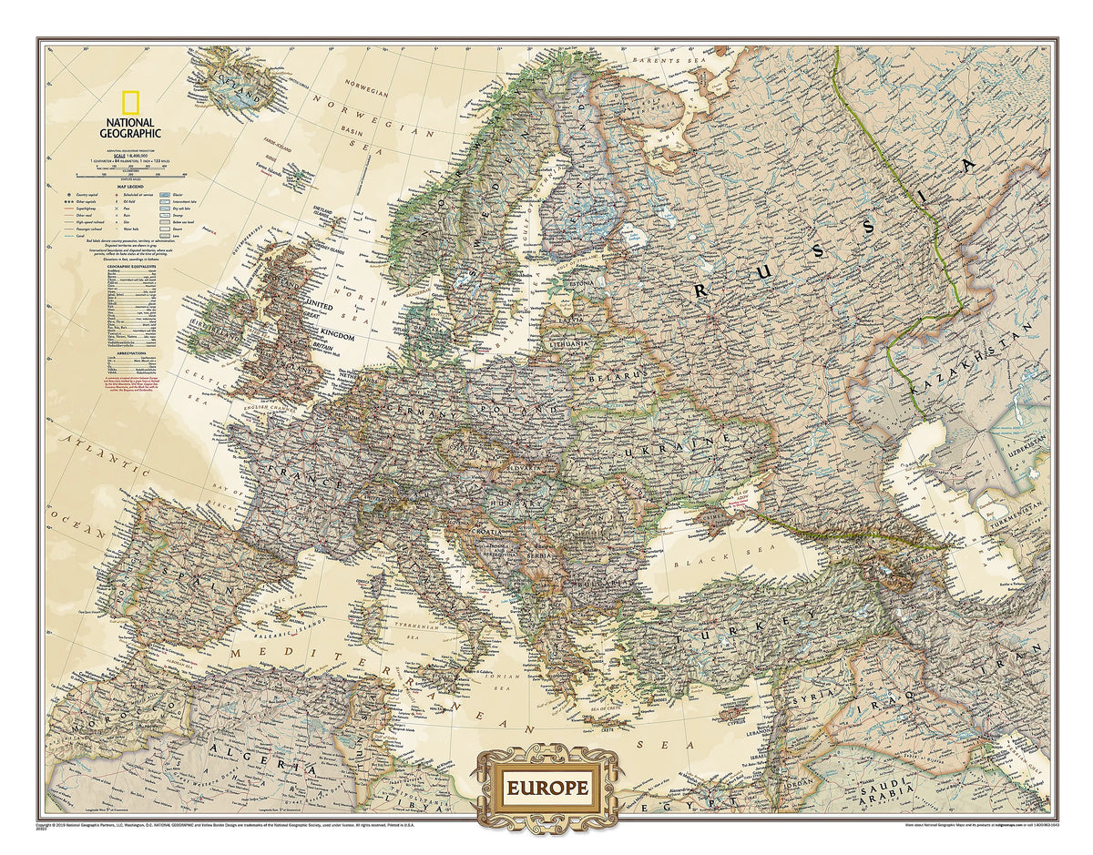 Europe Executive Wall Map by National Geographic
