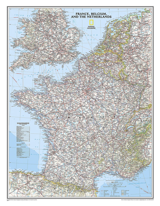 France, Belgium, and The Netherlands Classic Map