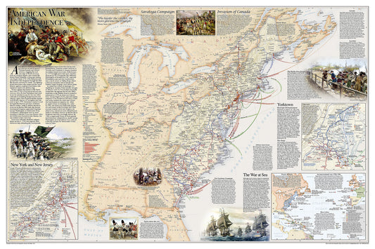 Battles of the Revolutionary War and War of 1812: 2-sided Wall Map by National Geographic