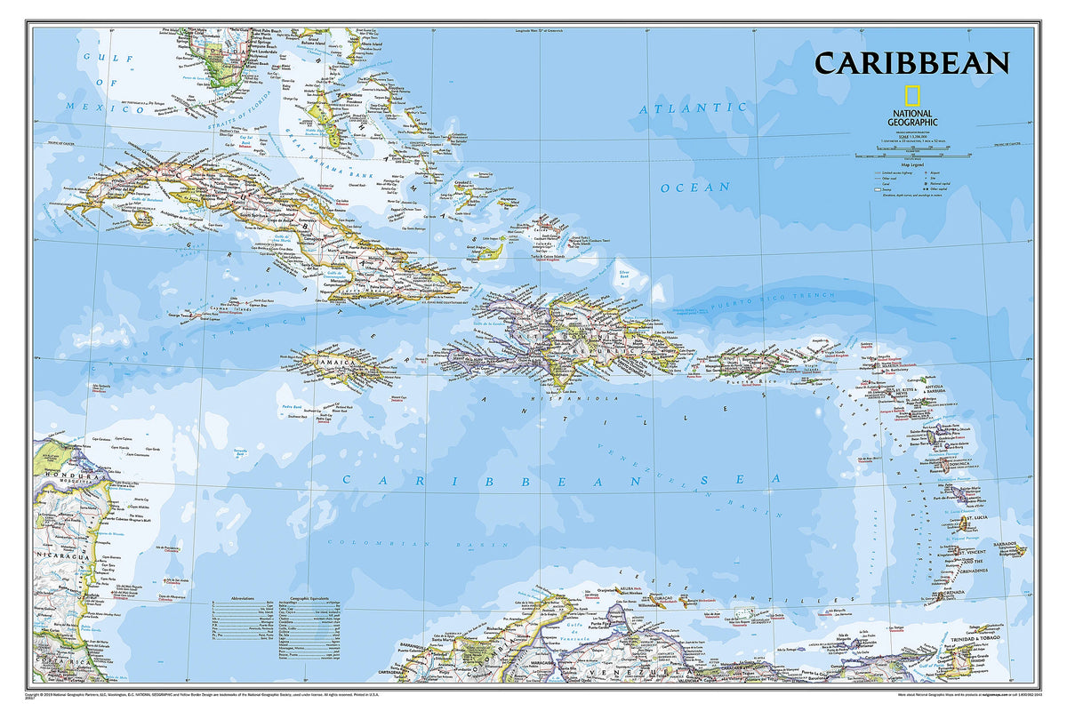 Caribbean Wall Map by National Geographic