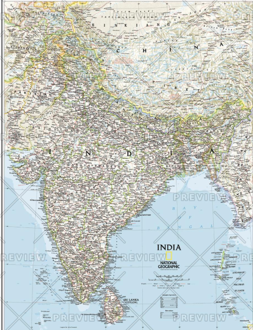 India Classic Wall Map by National Geographic