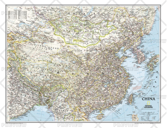China Classic Wall Map by National Geographic