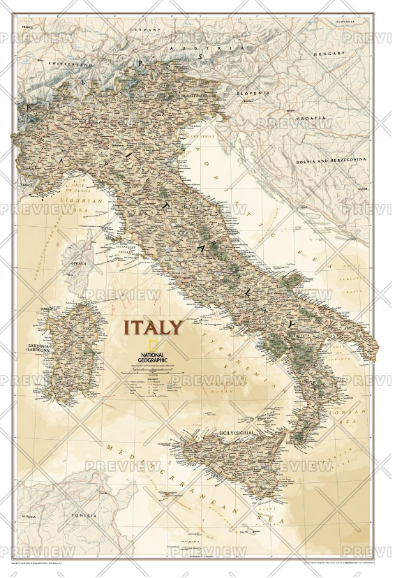 Italy Executive Wall Map by National Geographic