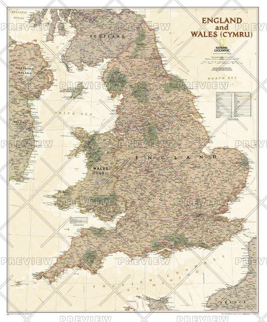 England and Wales Executive Wall Map by National Geographic