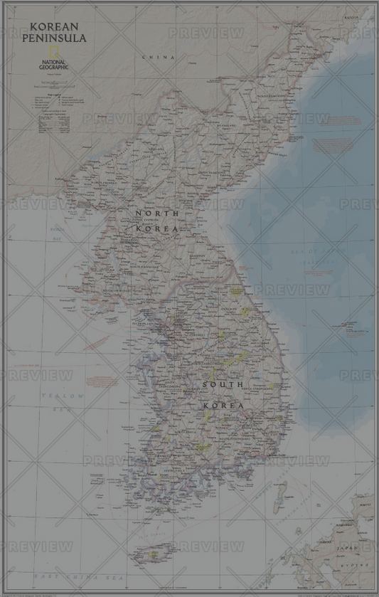 Korean Peninsula Classic Wall Map by National Geographic