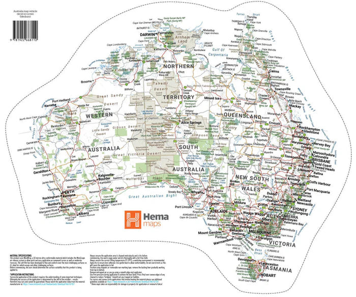 Map of Australia Sticker - (No Ocean - White) - Medium (Fits Caravan Table)