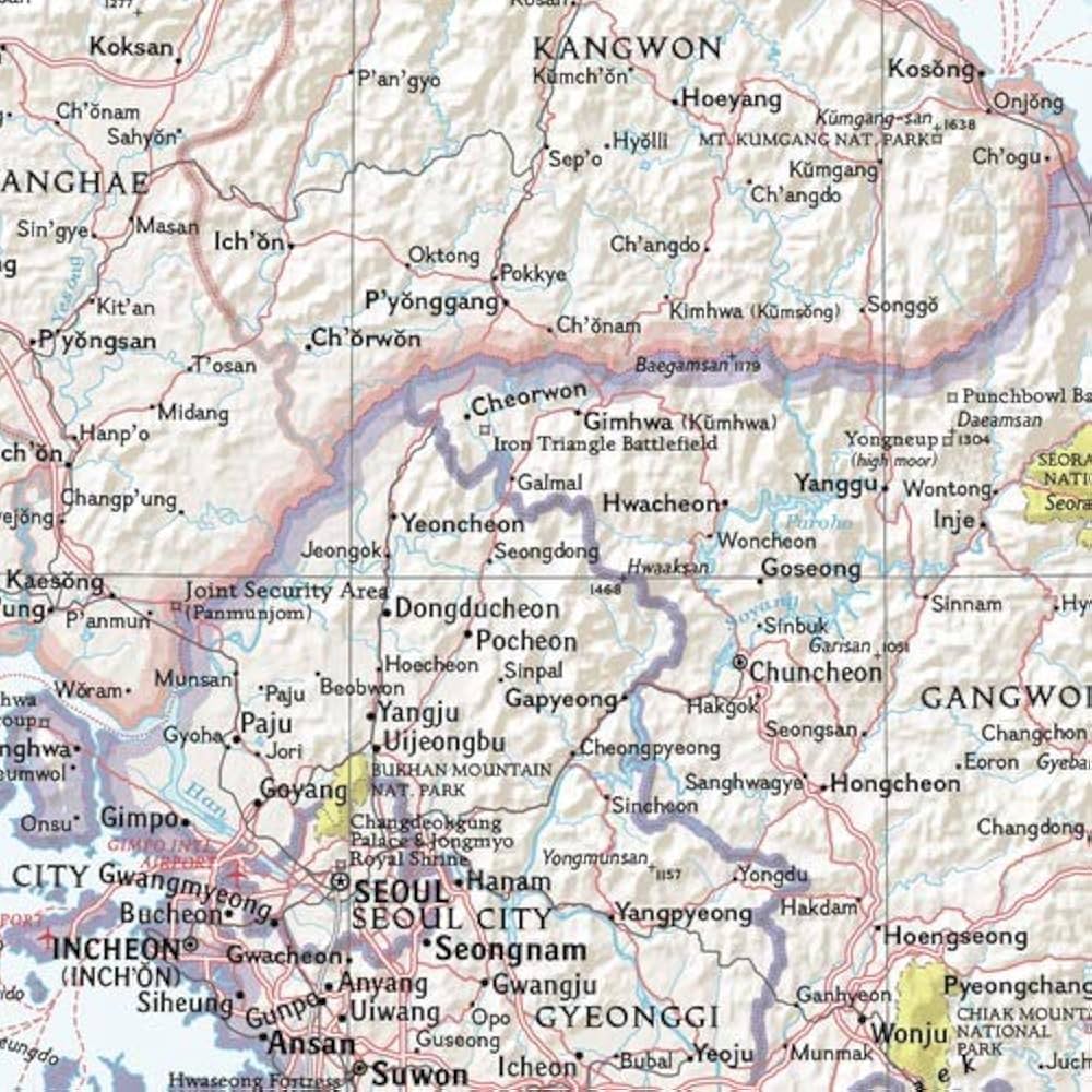 Korean Peninsula Classic Wall Map by National Geographic