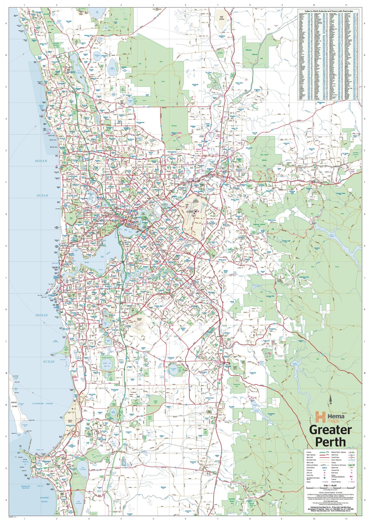 HEMA Greater Perth Wall Map