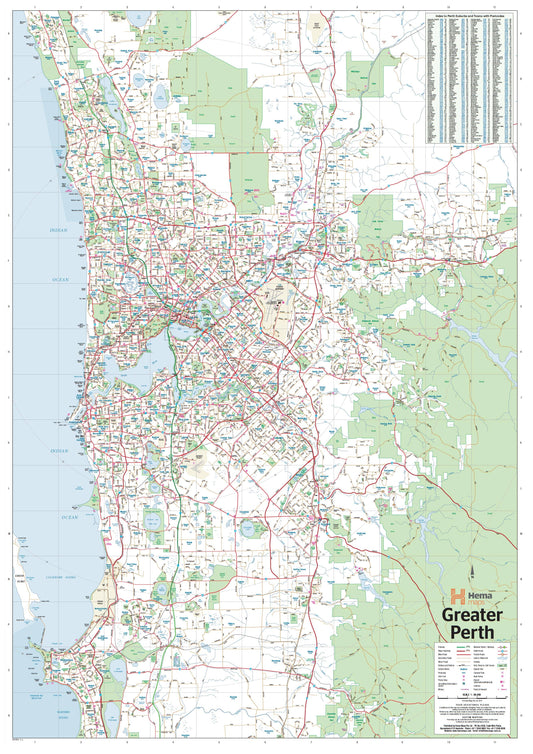 HEMA Greater Perth Wall Map
