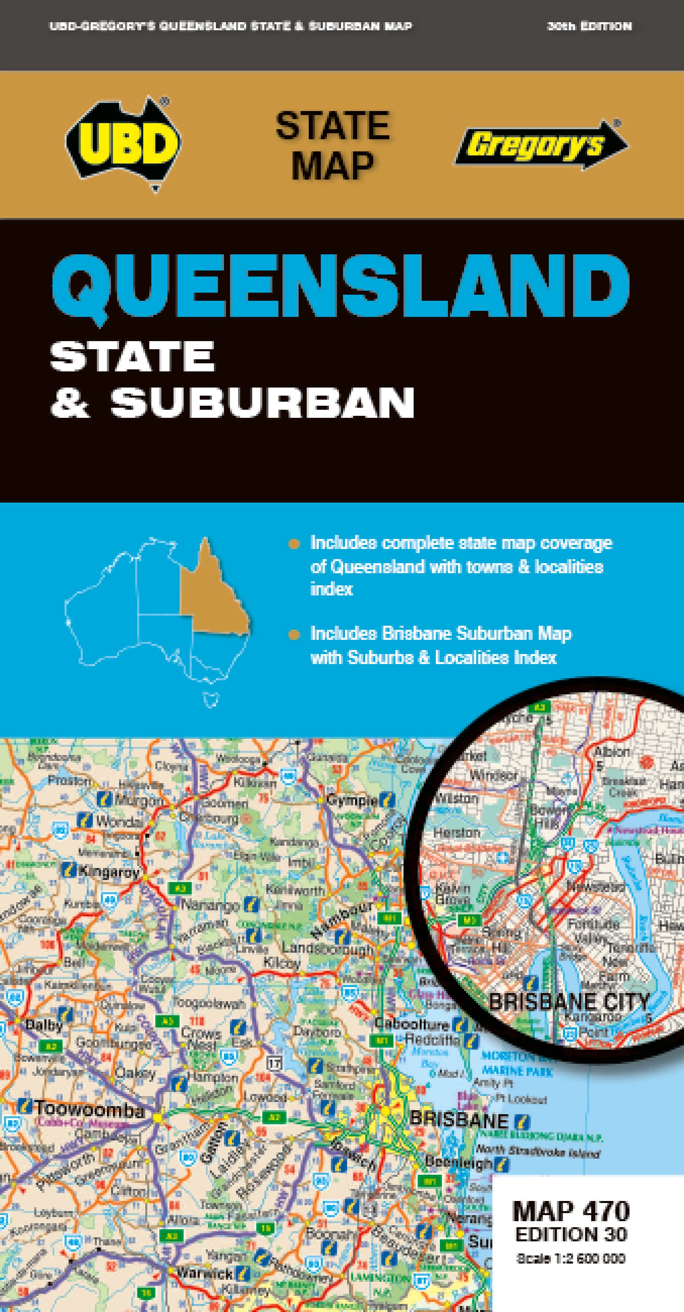 Queensland State & Suburban Map 470 30th ed